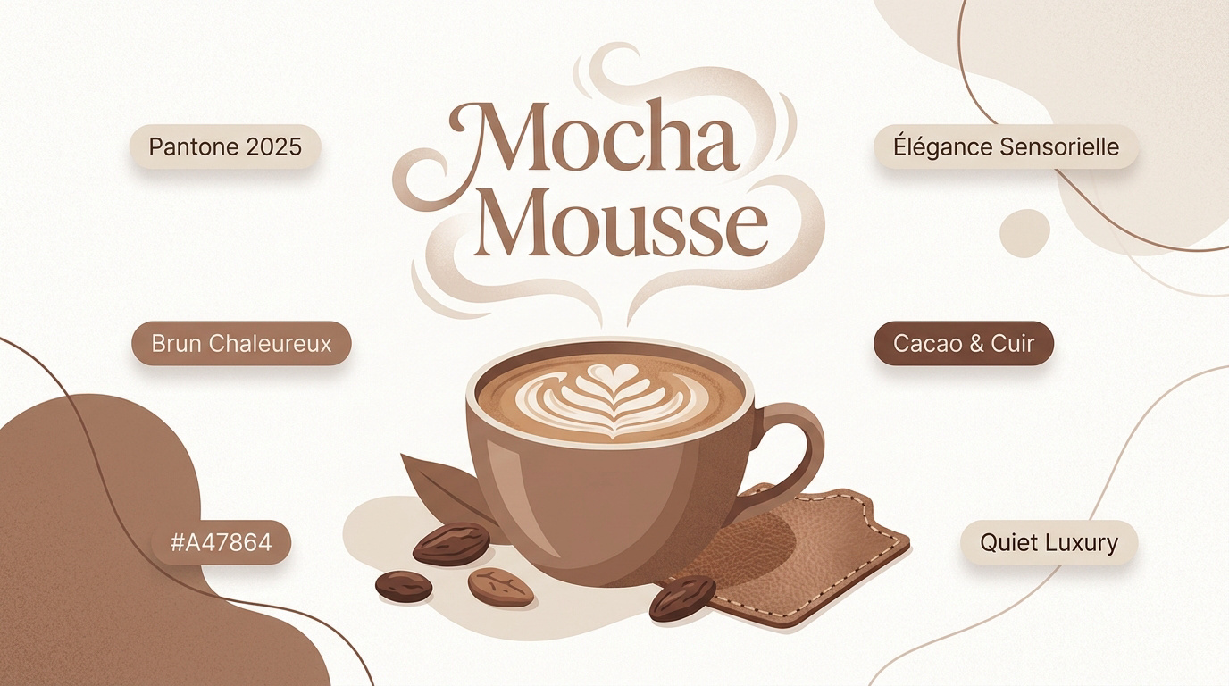 Palette de couleur Mocha Mousse évoquant le réconfort et l'élégance naturelle