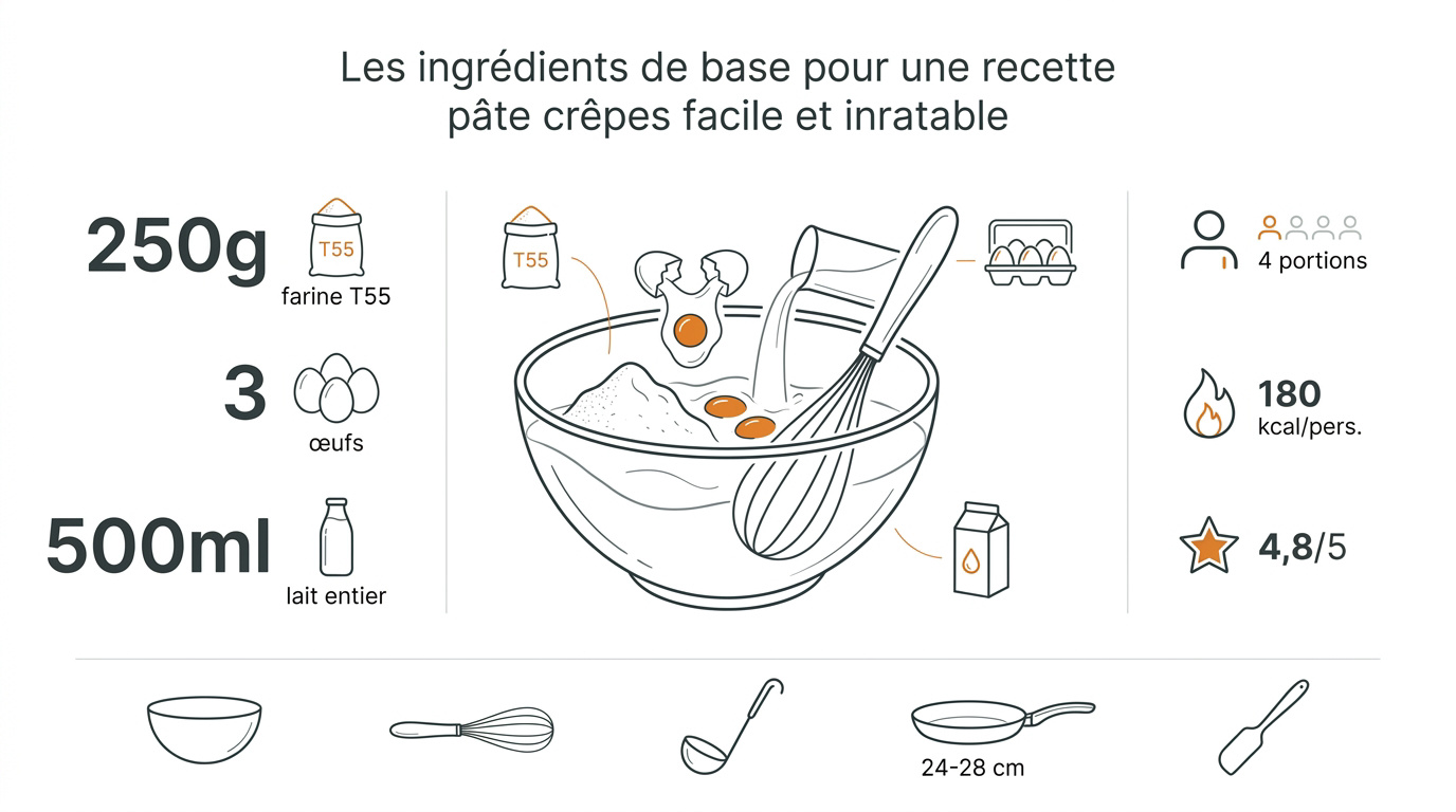 Ingrédients de base et matériel pour réussir sa pâte à crêpes traditionnelle