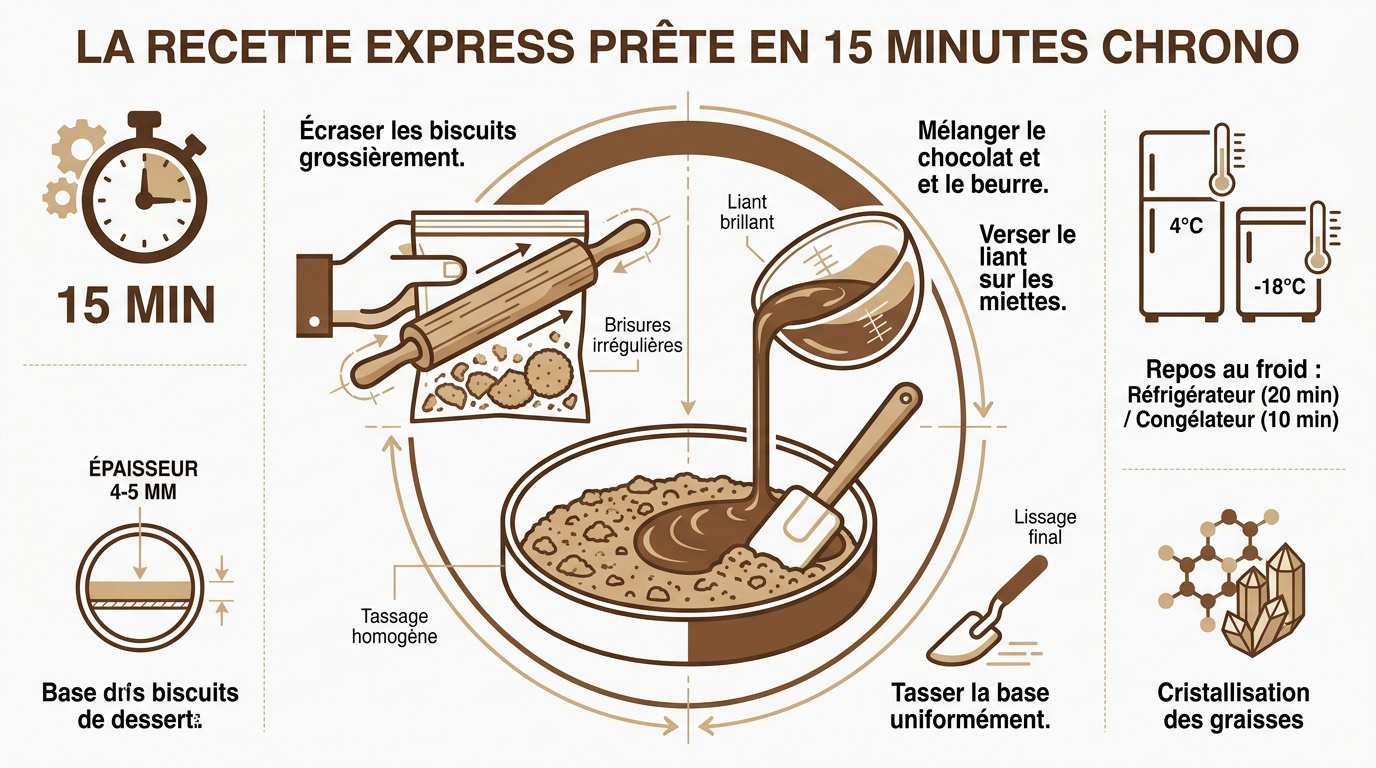 Fond de gâteau croustillant aux spéculoos et chocolat prêt en 15 minutes