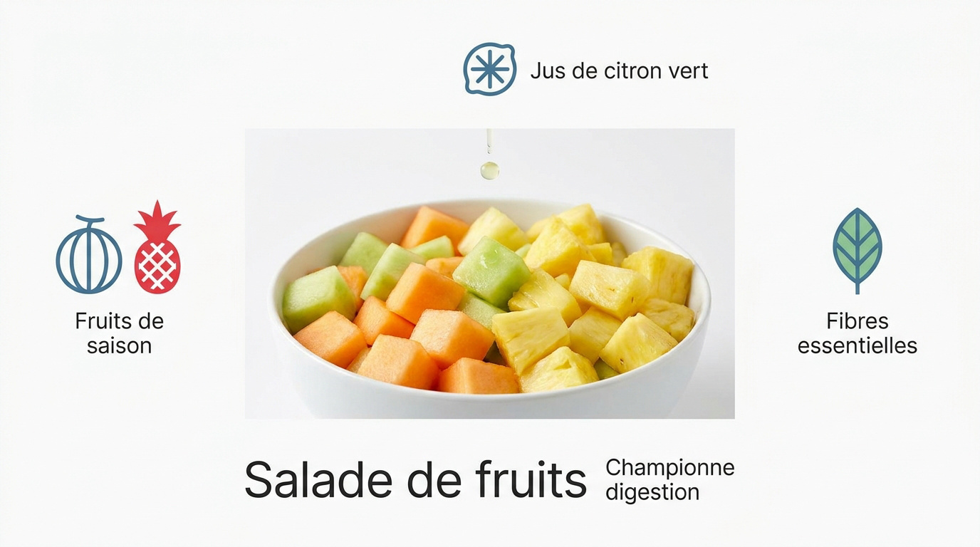Salade de fruits frais coupés en dés pour un dessert léger