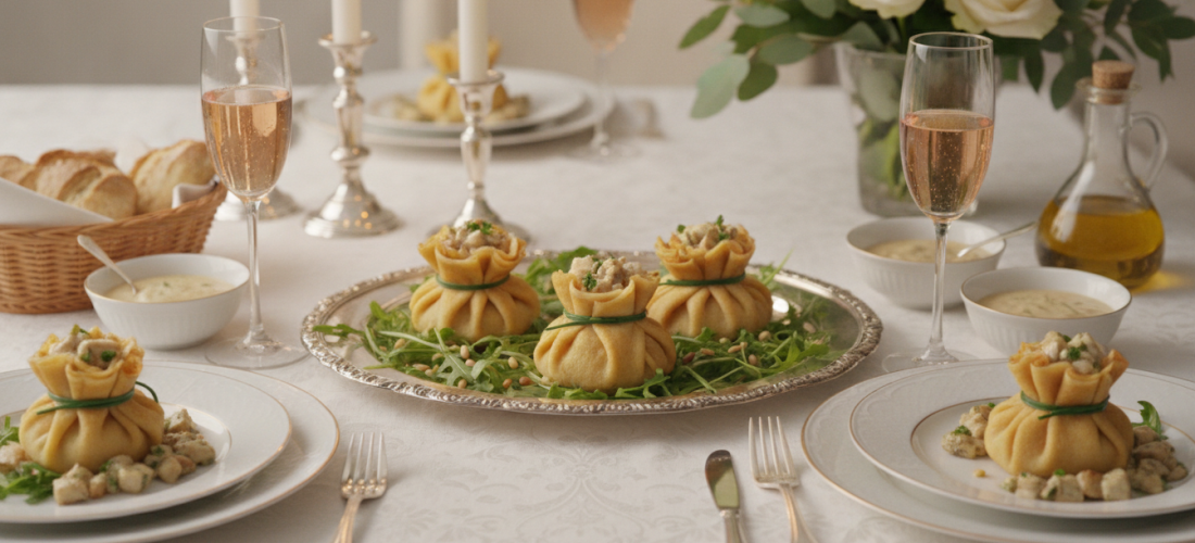 découvrez une recette savoureuse d'aumônière de crêpe garnie pour sublimer vos restes de poulet et champignons avec originalité et goût.