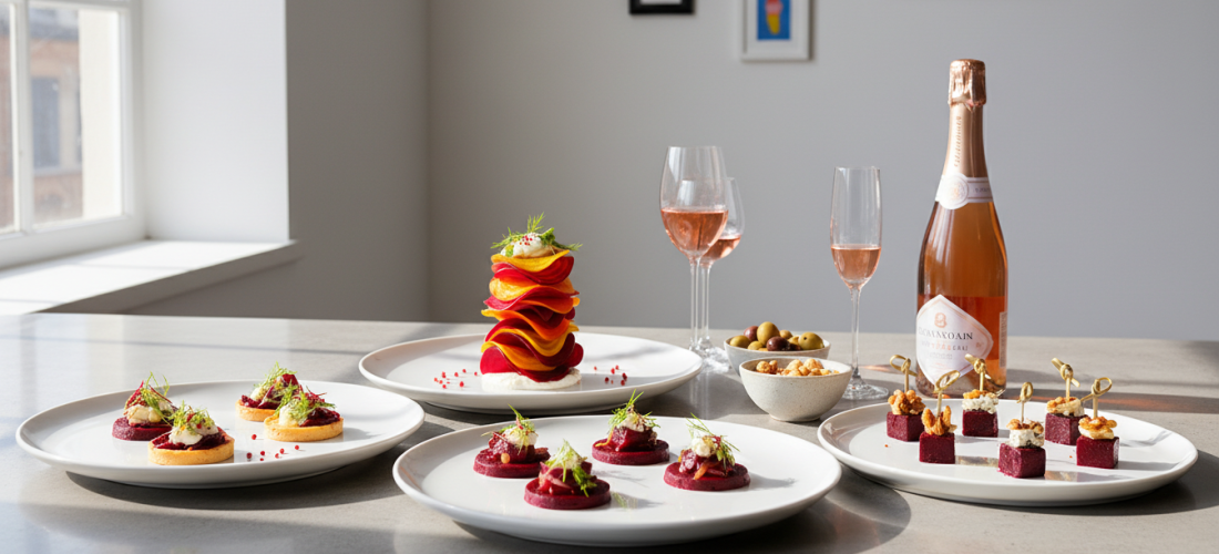 découvrez des bouchées apéritives à base de betteraves, colorées, fraîches et élégantes, parfaites pour impressionner lors de vos réceptions avec une touche digne des grands chefs.