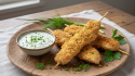 découvrez nos brochettes légères d’aiguillettes de poulet panées, servies avec une sauce au fromage blanc aux fines herbes, pour une repas savoureux et équilibré.