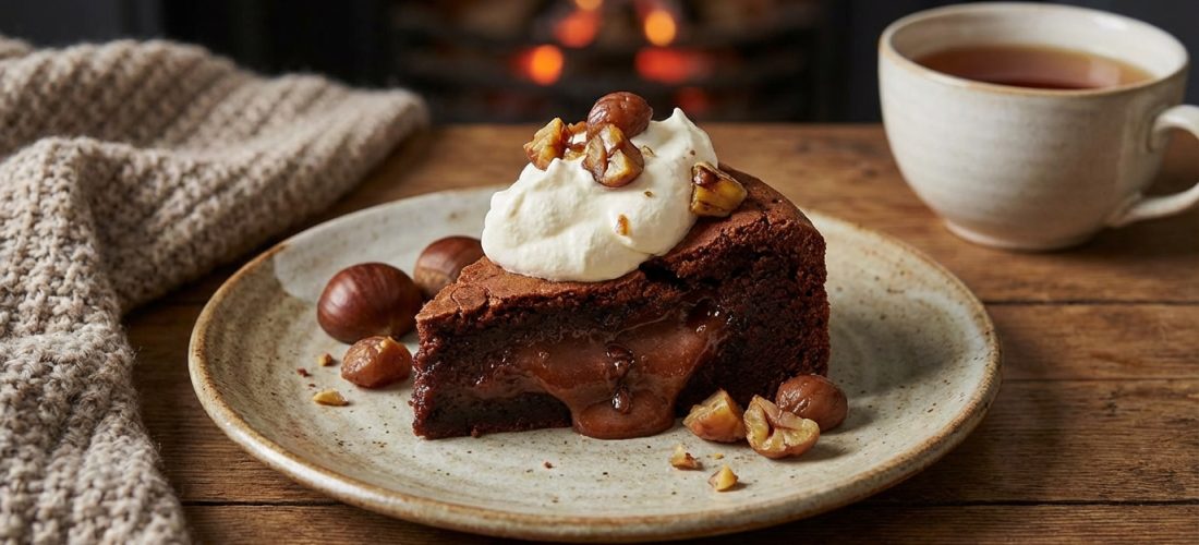 découvrez ce gâteau chocolat-marron fondant, une douceur irrésistible qui séduira tous les amateurs de saveurs riches et gourmandes.