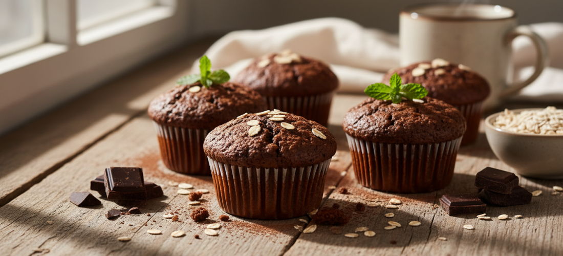 découvrez la recette légère et gourmande des cupcakes rustiques au cacao et flocons d’avoine, parfaits pour une pause sucrée saine et savoureuse.