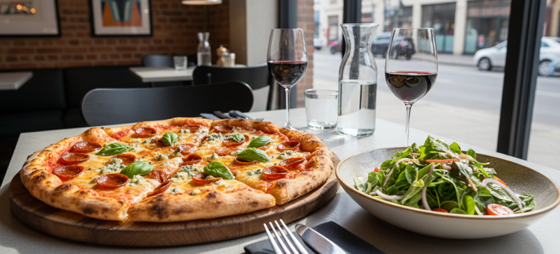 découvrez la délice croquant, une pizza savoureuse au bleu fondu et chorizo épicé, alliant douceur et piquant pour une explosion de saveurs unique.