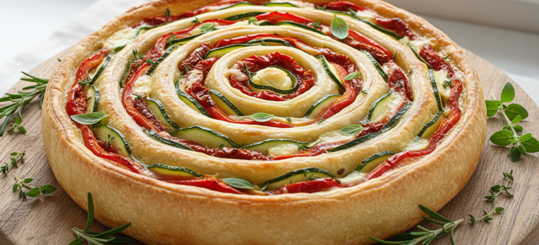 découvrez notre quiche en spirales légèrement végétarienne, alliant des saveurs raffinées et une texture délicieuse pour un repas gourmand et sain.