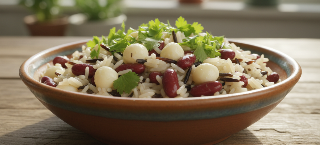 découvrez notre salade de riz colorée aux haricots rouges et perles de fromage fondant, une explosion de saveurs fraîches et équilibrées pour un repas léger et gourmand.