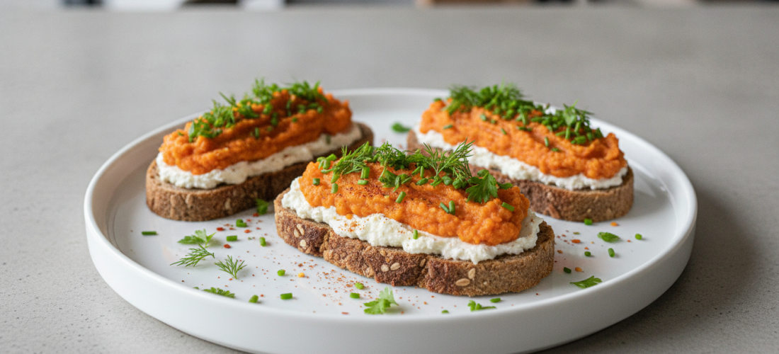 découvrez notre recette délicieuse de tartines gourmandes aux lentilles corail et fromage frais, alliant croquant et saveurs fraîches pour un repas sain et convivial.