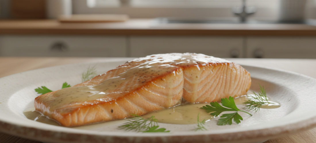 découvrez notre recette simple et gourmande de pavé de saumon nappé d’une sauce au vin blanc légère, un délice parfait pour vos repas raffinés.