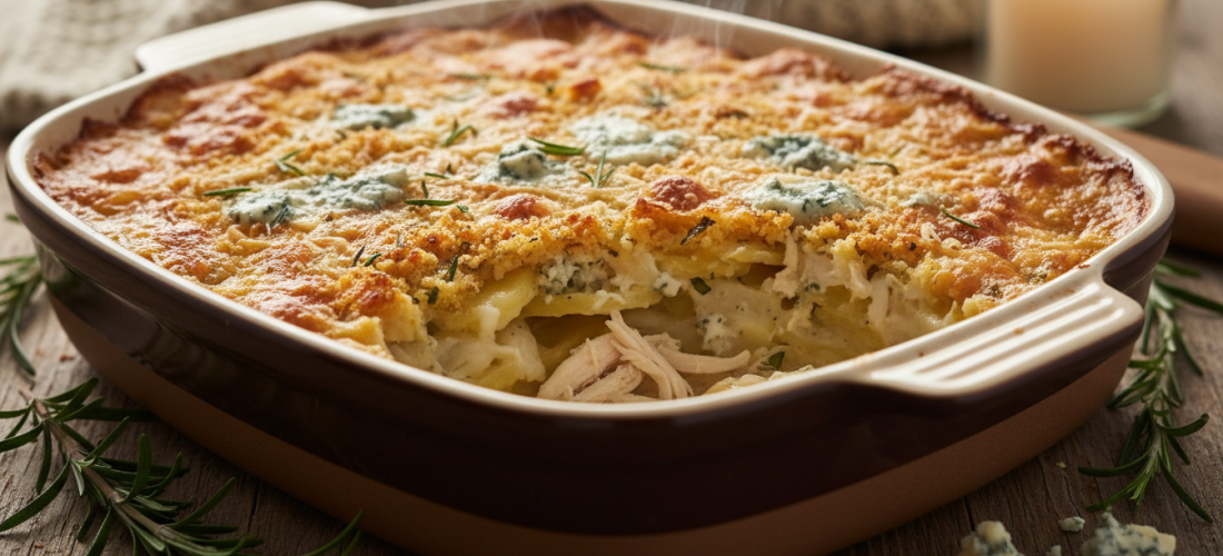 découvrez une recette simple et gourmande de gratin au poulet et fromage bleu, un délice fondant parfait pour régaler toute la famille en toute simplicité.