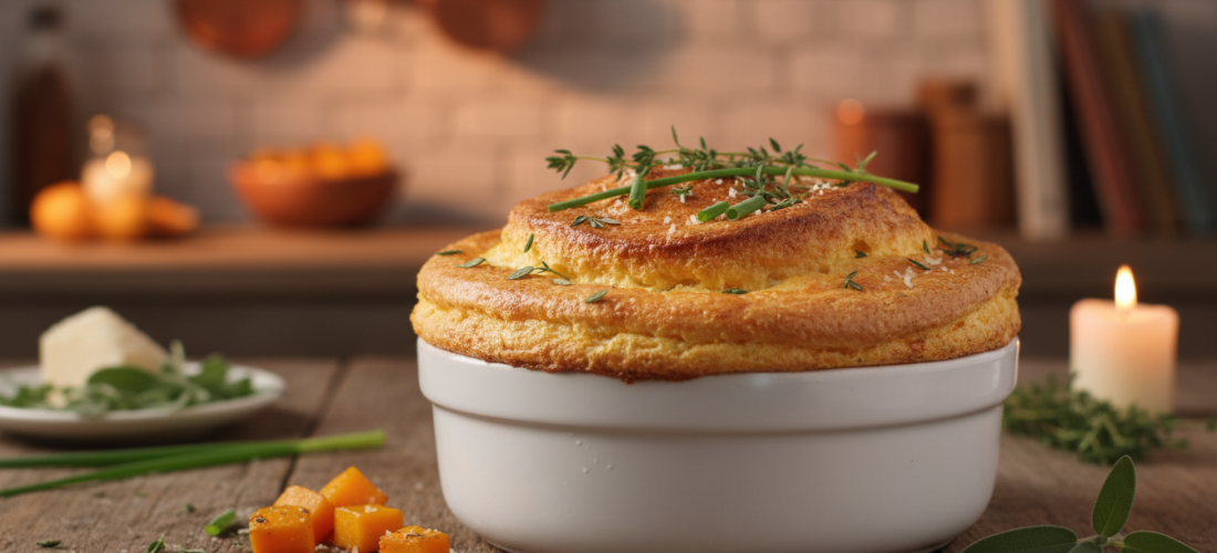 découvrez notre soufflé savoureux au fromage et à la courge, un délice fondant parfait pour un repas gourmand et raffiné.