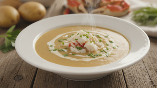 découvrez la recette gourmande et légère de la soupe onctueuse aux pommes de terre et crabe, un délice à savourer pour un repas réconfortant et raffiné.