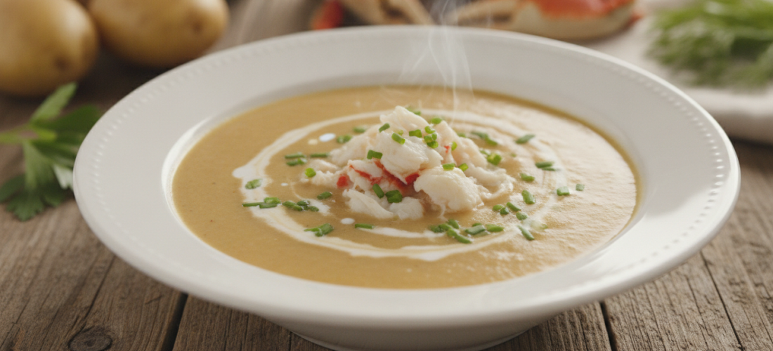 découvrez la recette gourmande et légère de la soupe onctueuse aux pommes de terre et crabe, un délice à savourer pour un repas réconfortant et raffiné.