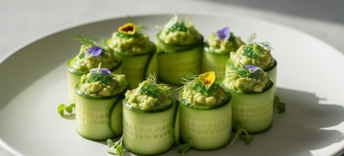 découvrez notre recette légère et gourmande de roulés de concombre au caviar d’avocat, parfaite pour une entrée fraîche et savoureuse.