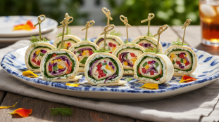 découvrez nos délices apéritifs : des roulés gourmands réalisés avec du fromage frais et des légumes croquants pour un snack savoureux et léger. parfaits pour vos repas conviviaux !