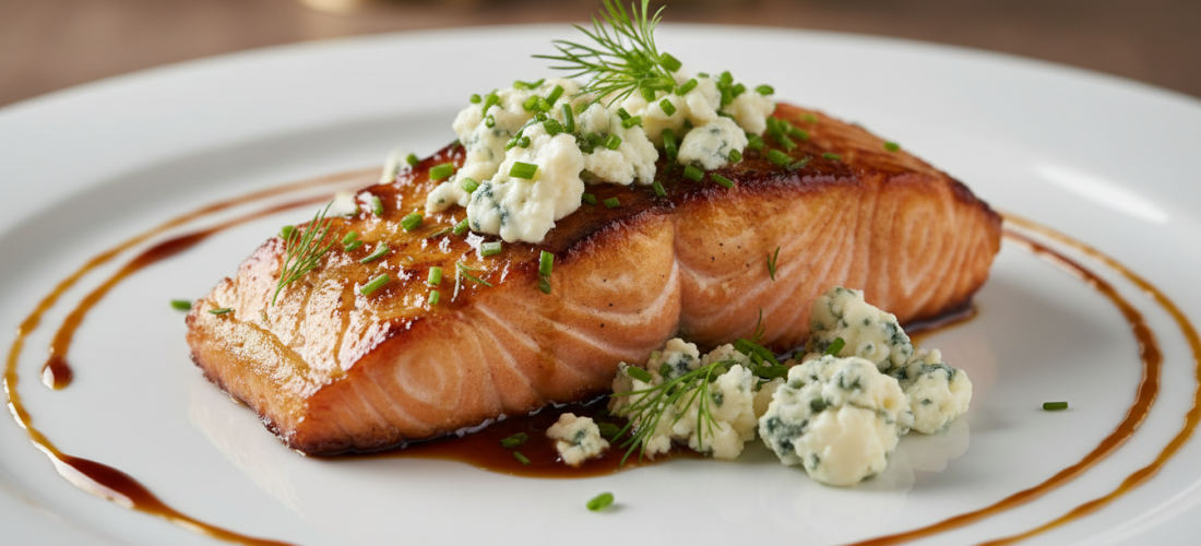 découvrez une recette gourmande de délices de saumon caramélisé au soja et fromage bleu, alliant saveurs sucrées-salées pour un plat savoureux et facile à préparer.
