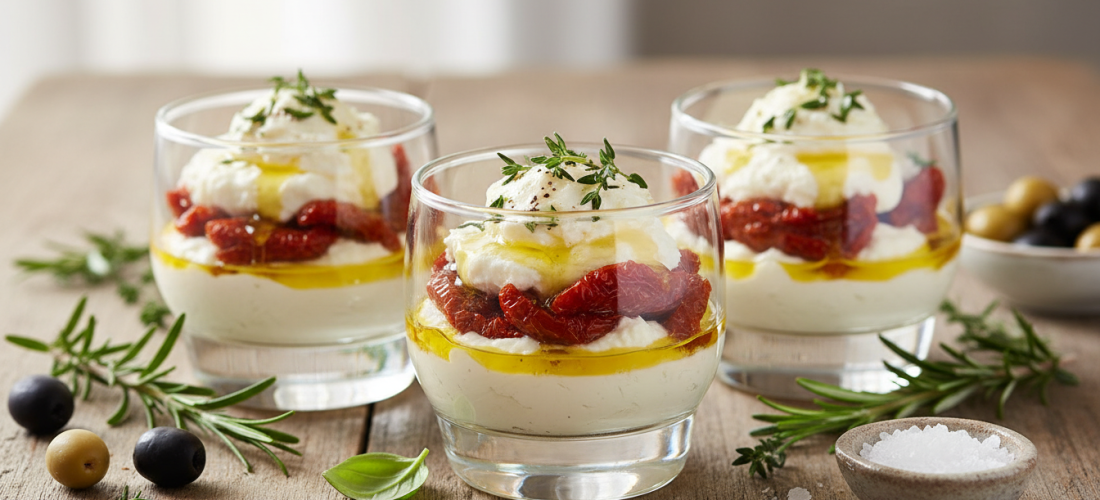 découvrez notre recette savoureuse de délices en verrines alliant le fromage de chèvre frais et les saveurs authentiques de la provence pour un apéritif raffiné et gourmand.