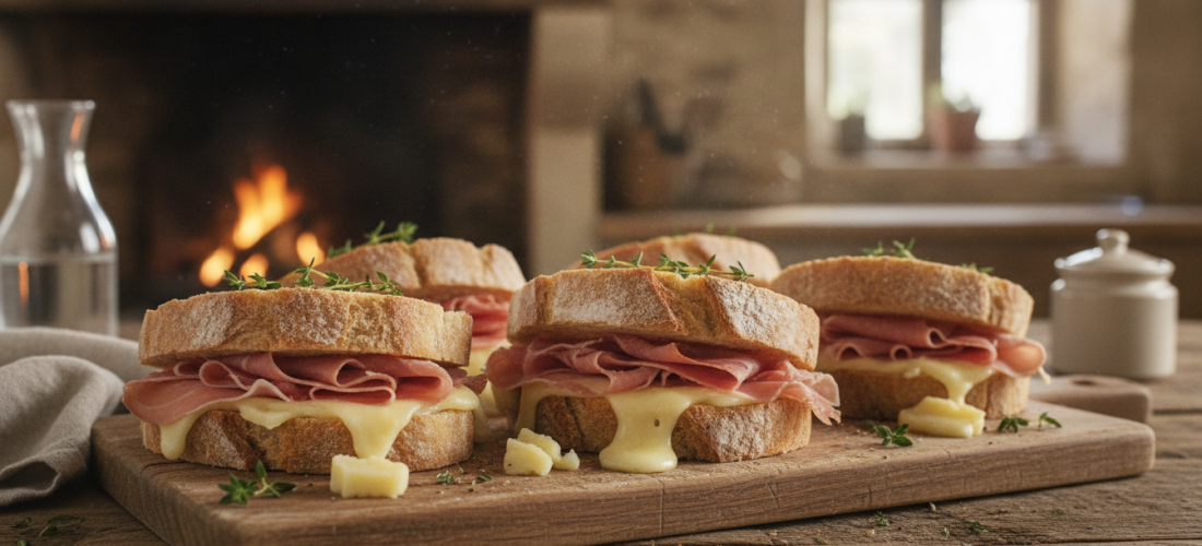 découvrez la recette gourmande et rustique de sandwichs au fromage et jambon de pays, idéale pour un repas savoureux et convivial.