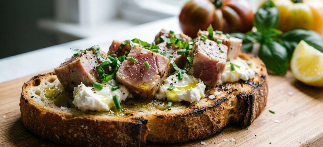 découvrez notre délicieuse recette de bruschetta au thon et chèvre, une association savoureuse et facile à préparer pour vos apéritifs ou repas légers.