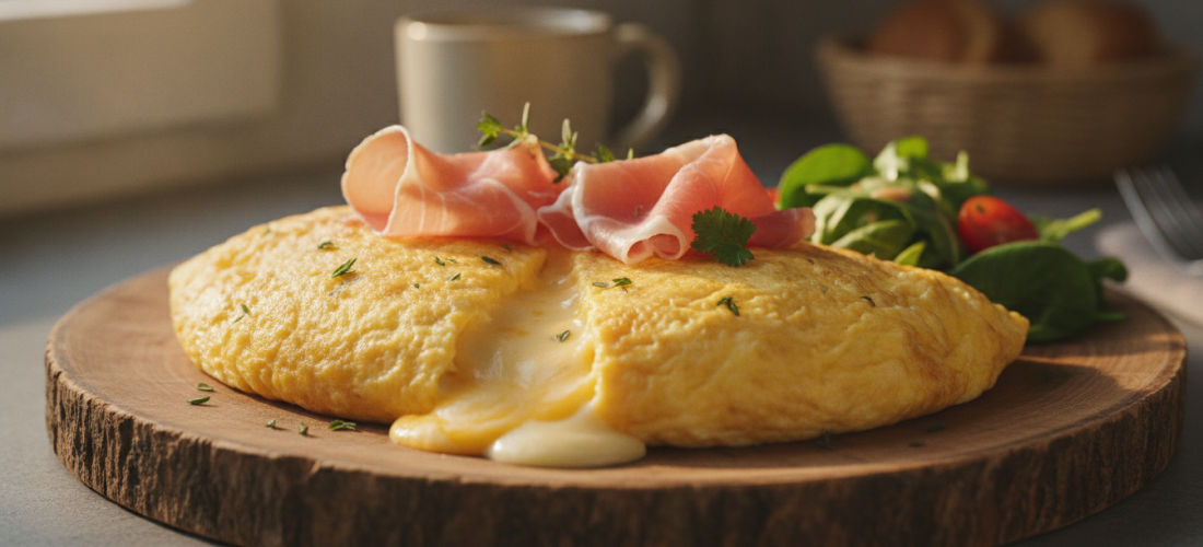 découvrez notre recette facile et gourmande d'omelette au fromage fondant et jambon cru savoureux, parfaite pour un repas rapide et délicieux.