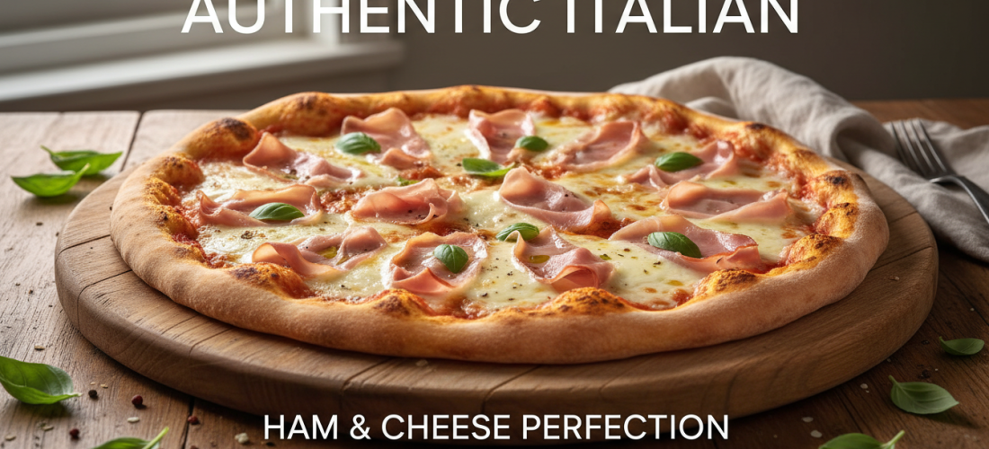 savourez une délicieuse pizza maison garnie de jambon fumé et de fromages italiens fondants, pour un repas gourmand et authentique.