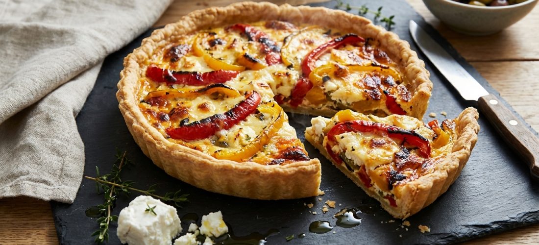 découvrez notre délicieuse recette de quiche au chèvre fondant et aux poivrons colorés, un plat savoureux et facile à préparer qui ravira vos papilles.