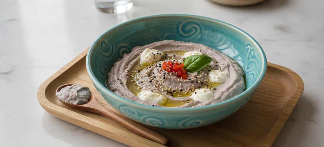 découvrez une délicieuse recette de caviar d’aubergine onctueux au fromage frais, agrémenté de graines de sésame croquantes, parfaite pour un apéritif gourmand et sain.