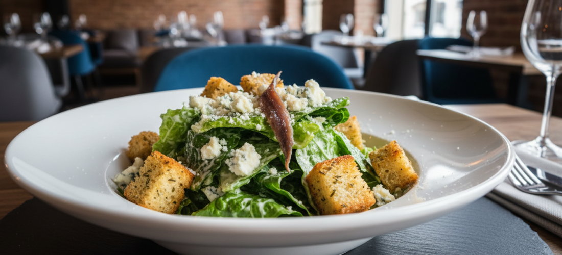 découvrez notre délicieuse salade césar revisitée, agrémentée d'une touche savoureuse de fromage bleu pour une explosion de saveurs unique et gourmande.