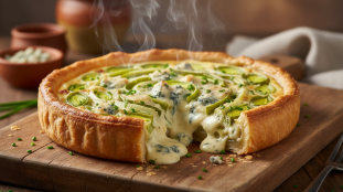 découvrez notre recette facile et savoureuse de tarte aux poireaux fondants et au fromage bleu crémeux, parfaite pour un repas gourmand et réconfortant.