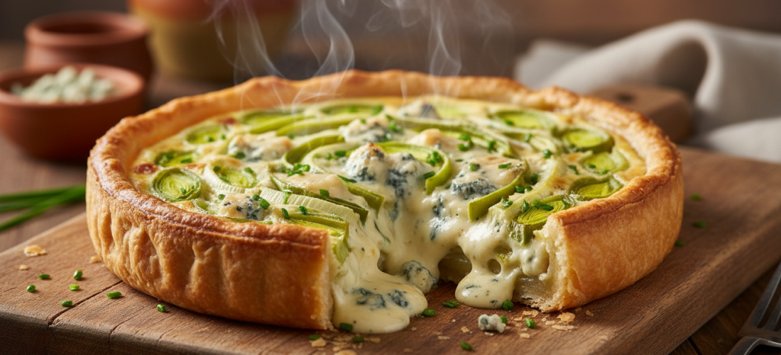 découvrez notre recette facile et savoureuse de tarte aux poireaux fondants et au fromage bleu crémeux, parfaite pour un repas gourmand et réconfortant.
