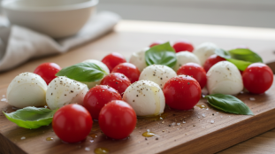 découvrez notre recette facile et fraîche de bouchées légères à la mozzarella et tomates cerises, parfaites pour un apéritif gourmand et sain.