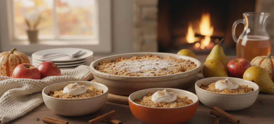 découvrez notre recette simple et gourmande de crumble léger aux pommes et poires, délicatement parfumé à la cannelle pour un dessert savoureux et réconfortant.