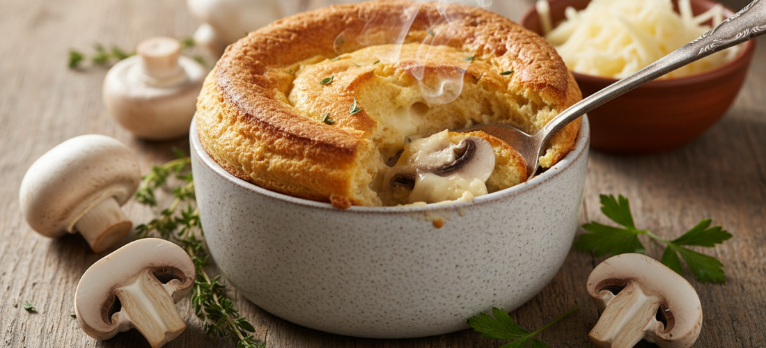 découvrez notre recette facile et gourmande de soufflé aux champignons de paris et fromage fondant, un plat délicieux pour régaler toute la famille.