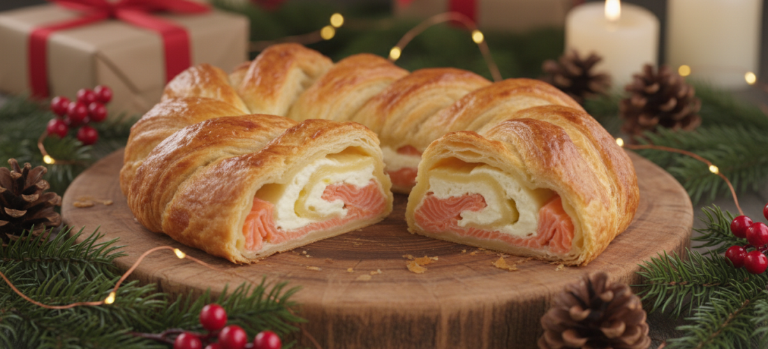 découvrez la tresse feuilletée saumon-fromage, une recette originale et gourmande pour sublimer votre apéritif de noël. facile à préparer, elle deviendra la star de vos fêtes !