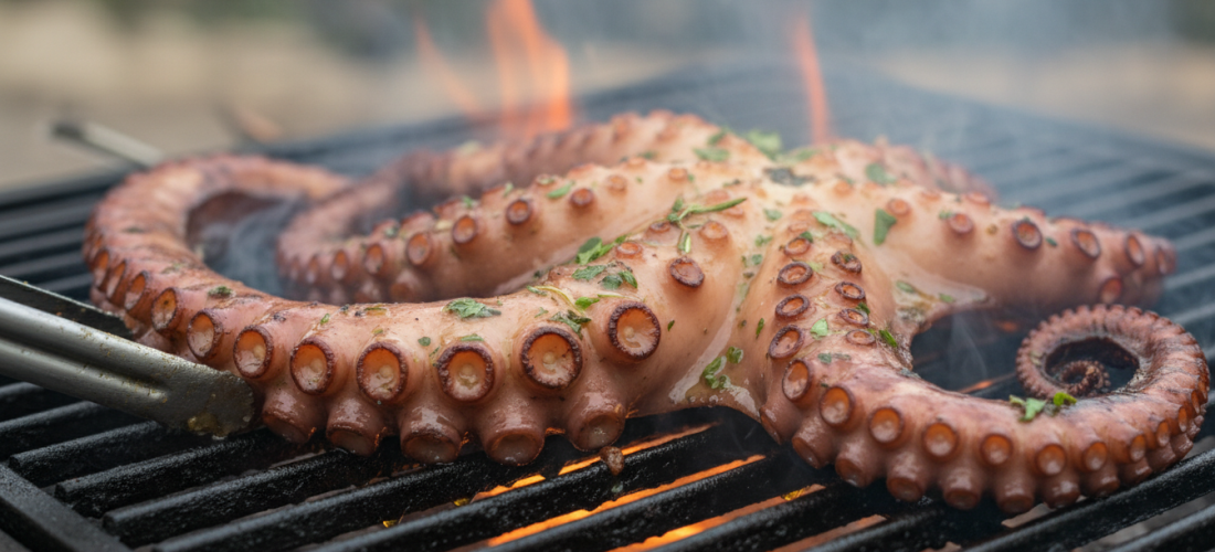 découvrez comment préparer un poulpe grillé en seulement trois minutes de cuisson intense, pour une explosion de saveurs et une fête inoubliable.