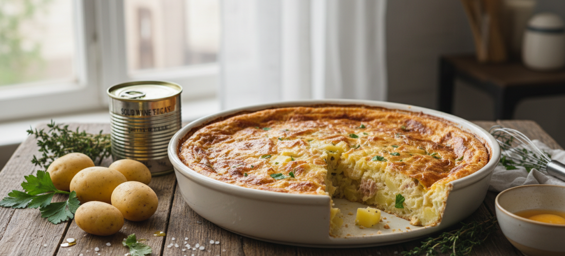 découvrez notre clafoutis fondant pommes de terre-thon, une recette rapide et savoureuse prête en seulement 5 minutes, parfaite pour changer des quiches classiques.
