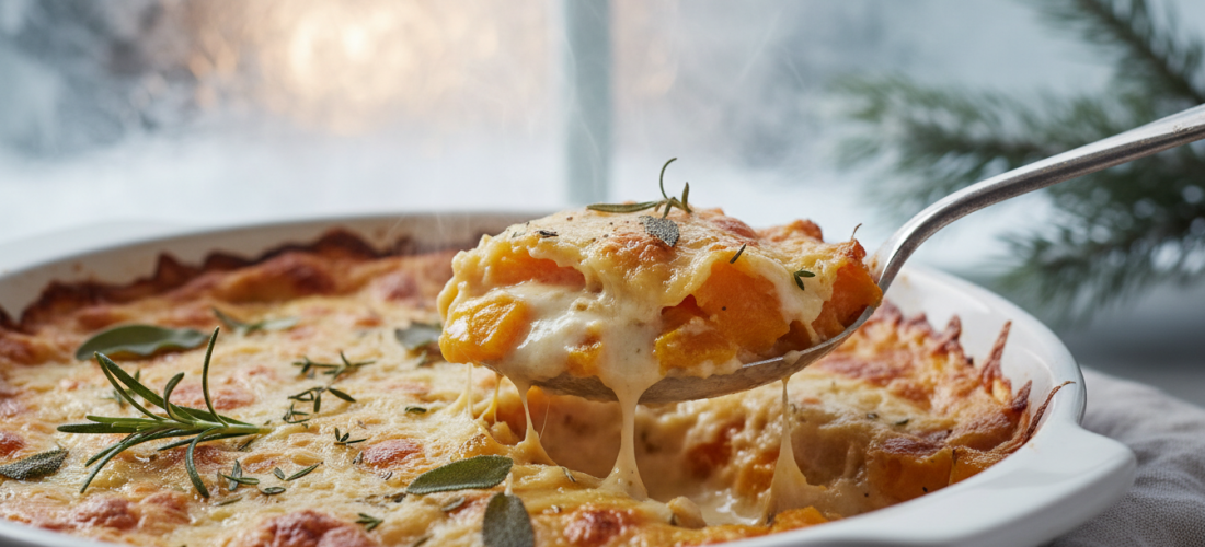 découvrez notre gratin de butternut au fromage frais, une recette réconfortante alliant douceur fondante, herbes fraîches et crème onctueuse, parfaite pour réchauffer vos soirées d’hiver.