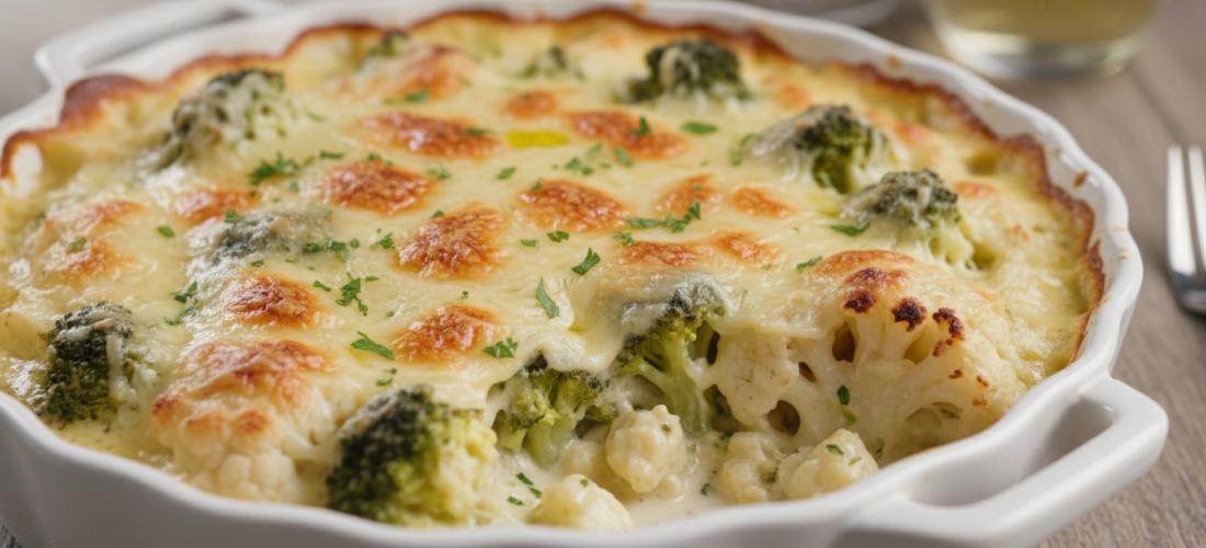 découvrez notre gratin léger de brocoli, chou-fleur et comté, délicatement nappé d’une béchamel onctueuse, pour un plat savoureux et réconfortant, parfait pour un repas équilibré.