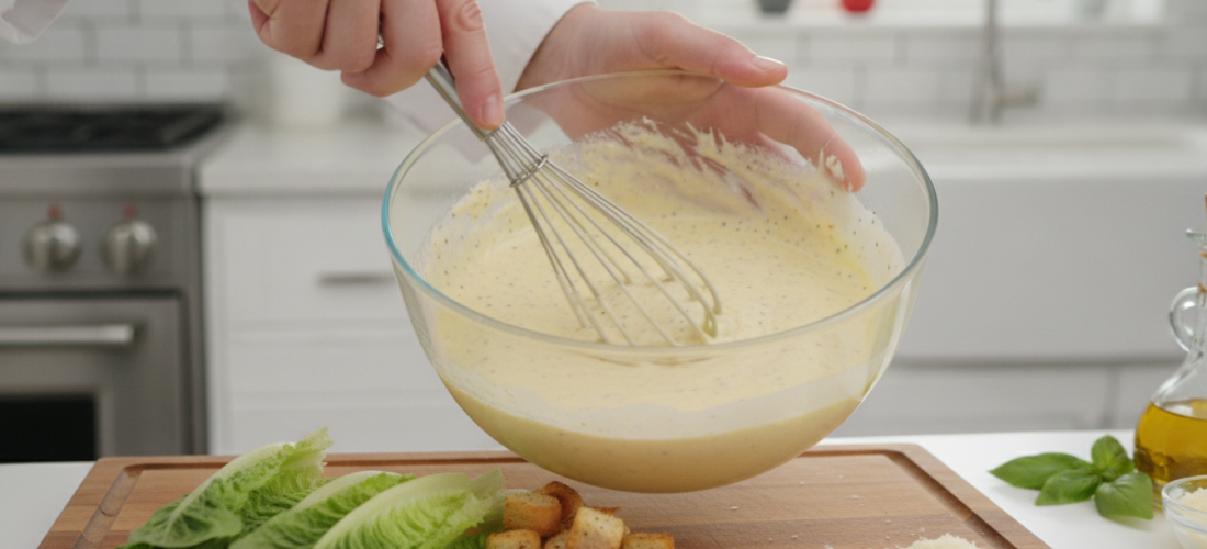 découvrez la sauce césar revisitée avec un ingrédient secret qui sublime sa texture onctueuse pour une expérience culinaire unique et gourmande.