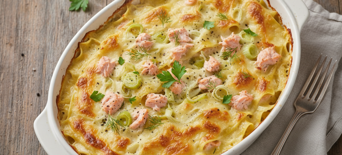 découvrez notre recette de lasagnes gourmandes au saumon, poireaux fondants et fromage frais, un plat savoureux et réconfortant qui ravira vos papilles.