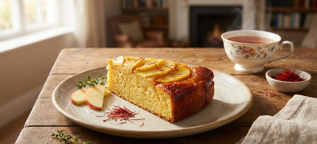 découvrez le gâteau pommes-safran, une délicieuse alliance d'élégance et de saveurs sucrées pour sublimer toutes vos pauses gourmandes.