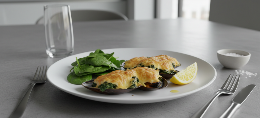 découvrez la recette légère de moules et épinards en gratin, idéale pour un repas savoureux et sain sans culpabilité.