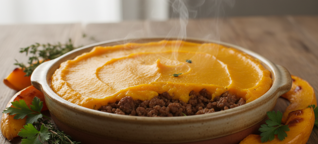 découvrez notre recette de parmentier léger alliant la douceur du potiron fondant à la saveur gourmande du steak haché, pour un plat express et équilibré.