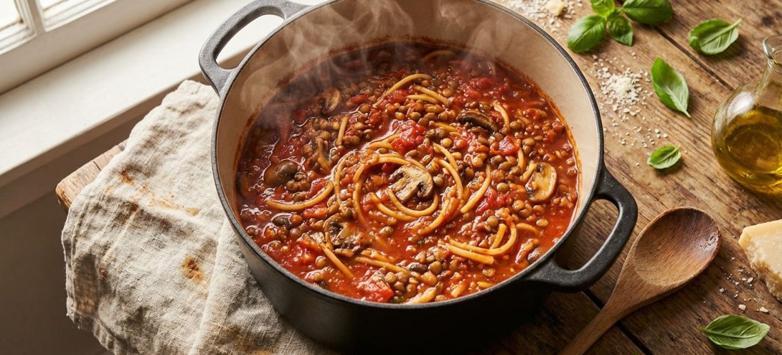 découvrez notre recette facile de pâtes bolognaises allégées, savoureuse et préparée en une seule casserole pour un repas rapide et gourmand.