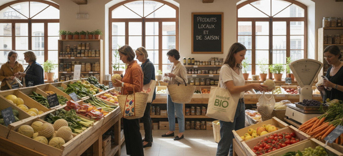 une chercheuse s'interroge sur l'impact environnemental des plastiques dans l'alimentation, en particulier l'utilité des emballages pour champignons et melons déjà découpés, et leurs conséquences sur la pollution plastique.