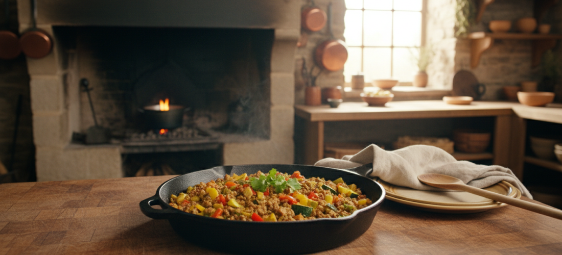 découvrez une poêlée de steak haché aux courgettes et poivrons au curry, un plat simple et rapide à préparer qui révèlera une explosion de saveurs surprenantes pour vos papilles.