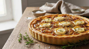 découvrez une recette légère et savoureuse de quiche gourmande aux oignons caramélisés et chèvre fondant, parfaite pour un repas gourmand et équilibré.