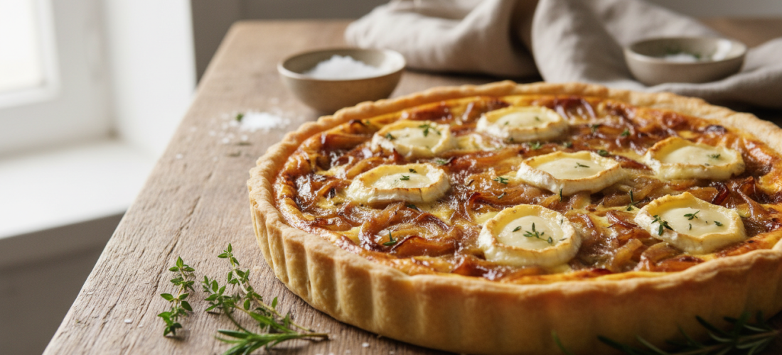 découvrez une recette légère et savoureuse de quiche gourmande aux oignons caramélisés et chèvre fondant, parfaite pour un repas gourmand et équilibré.