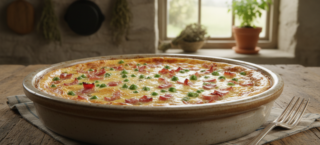 découvrez une recette facile et rapide de quiche sans pâte aux lardons et petits pois, idéale pour un dîner savoureux prêt en seulement 15 minutes.